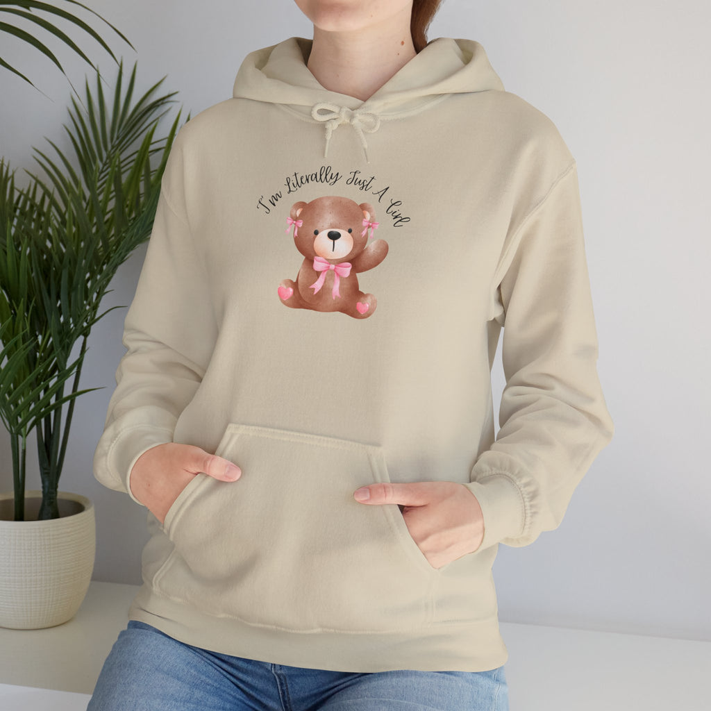 Hooded Sweatshirt - Coquette Cute Bear with a Bow Design