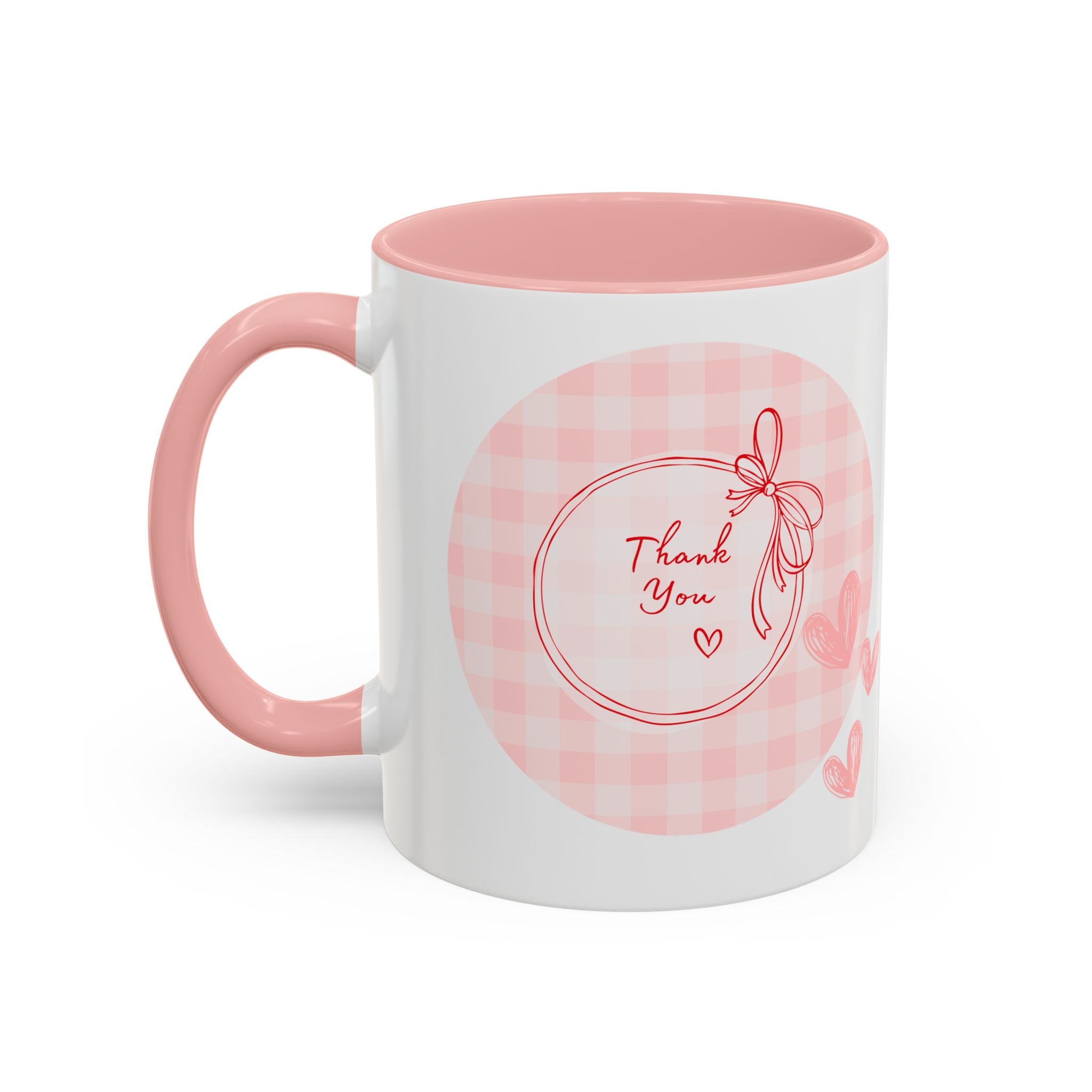 Thank You Accent Coffee Mug -  Pink Cute Gift for Friends, Valentine's Day, Birthday, Home Office Decor, Heartwarming Drinkware