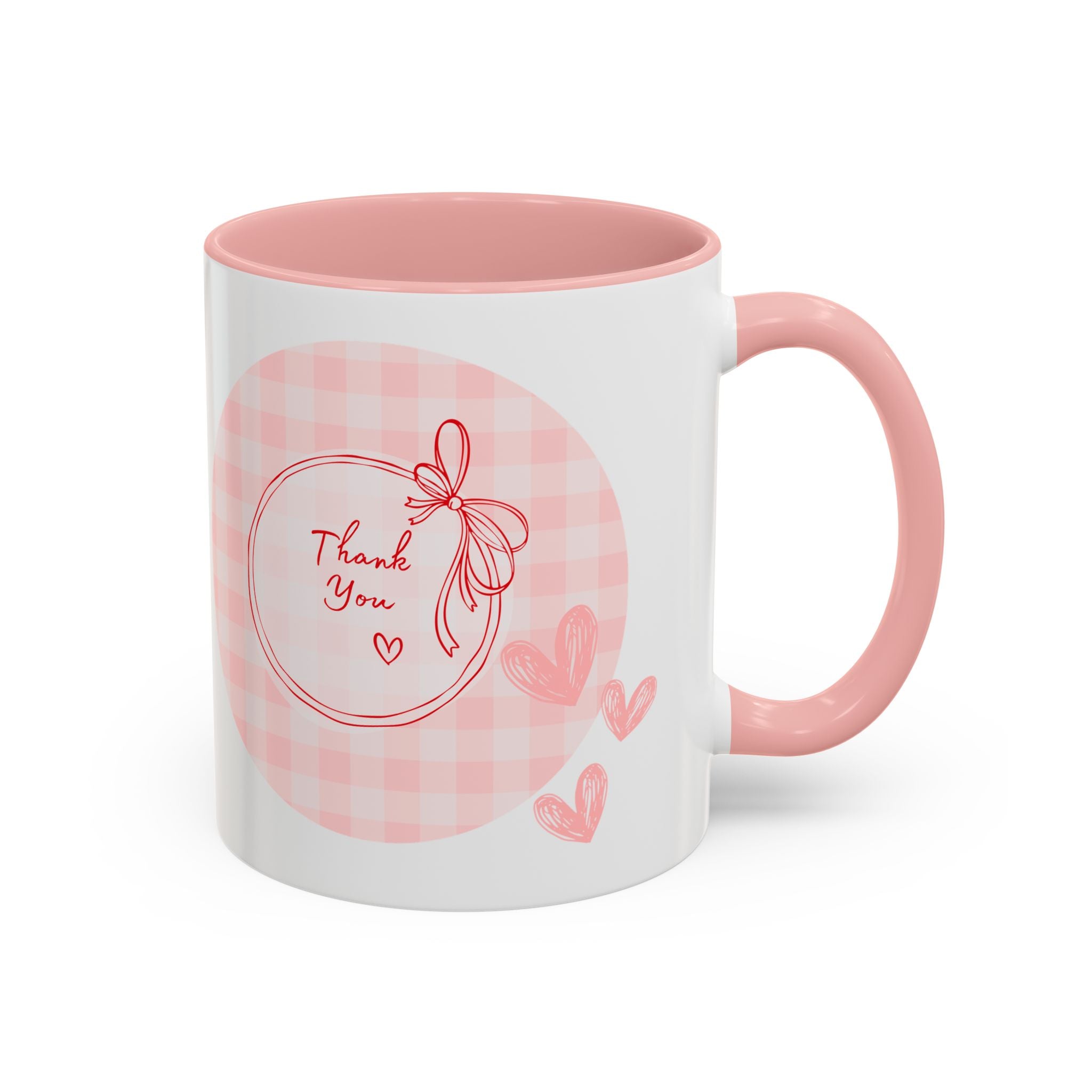 Thank You Accent Coffee Mug -  Pink Cute Gift for Friends, Valentine's Day, Birthday, Home Office Decor, Heartwarming Drinkware