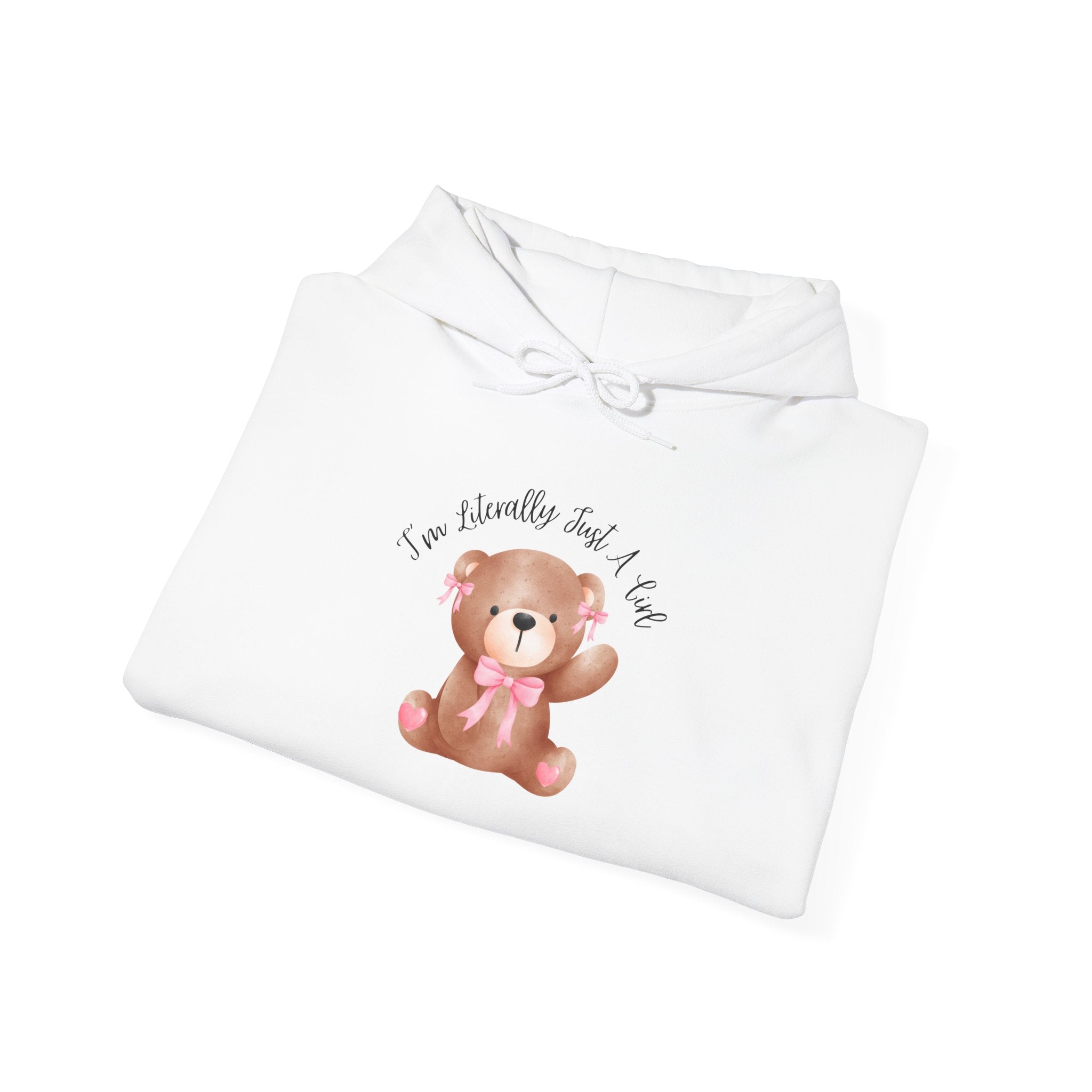 Hooded Sweatshirt - Coquette Cute Bear with a Bow Design
