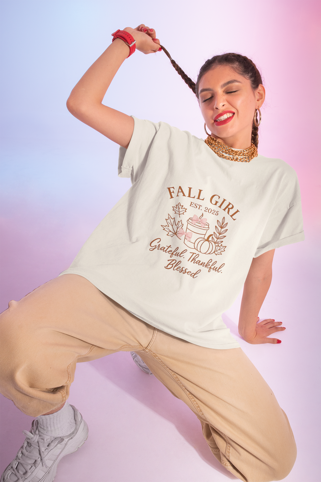 Fall Girl T-Shirt - Grateful, Thankful, Blessed