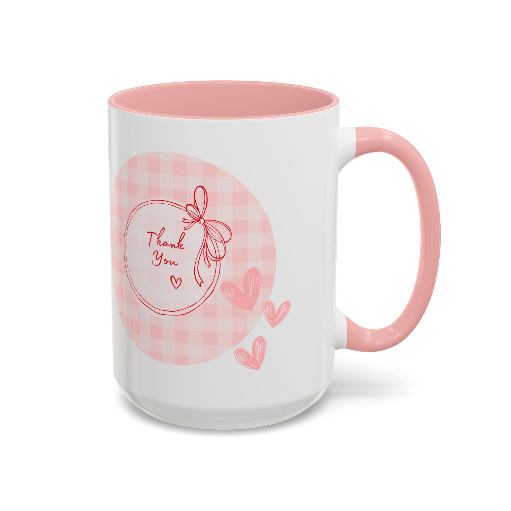 Thank You Accent Coffee Mug -  Pink Cute Gift for Friends, Valentine's Day, Birthday, Home Office Decor, Heartwarming Drinkware