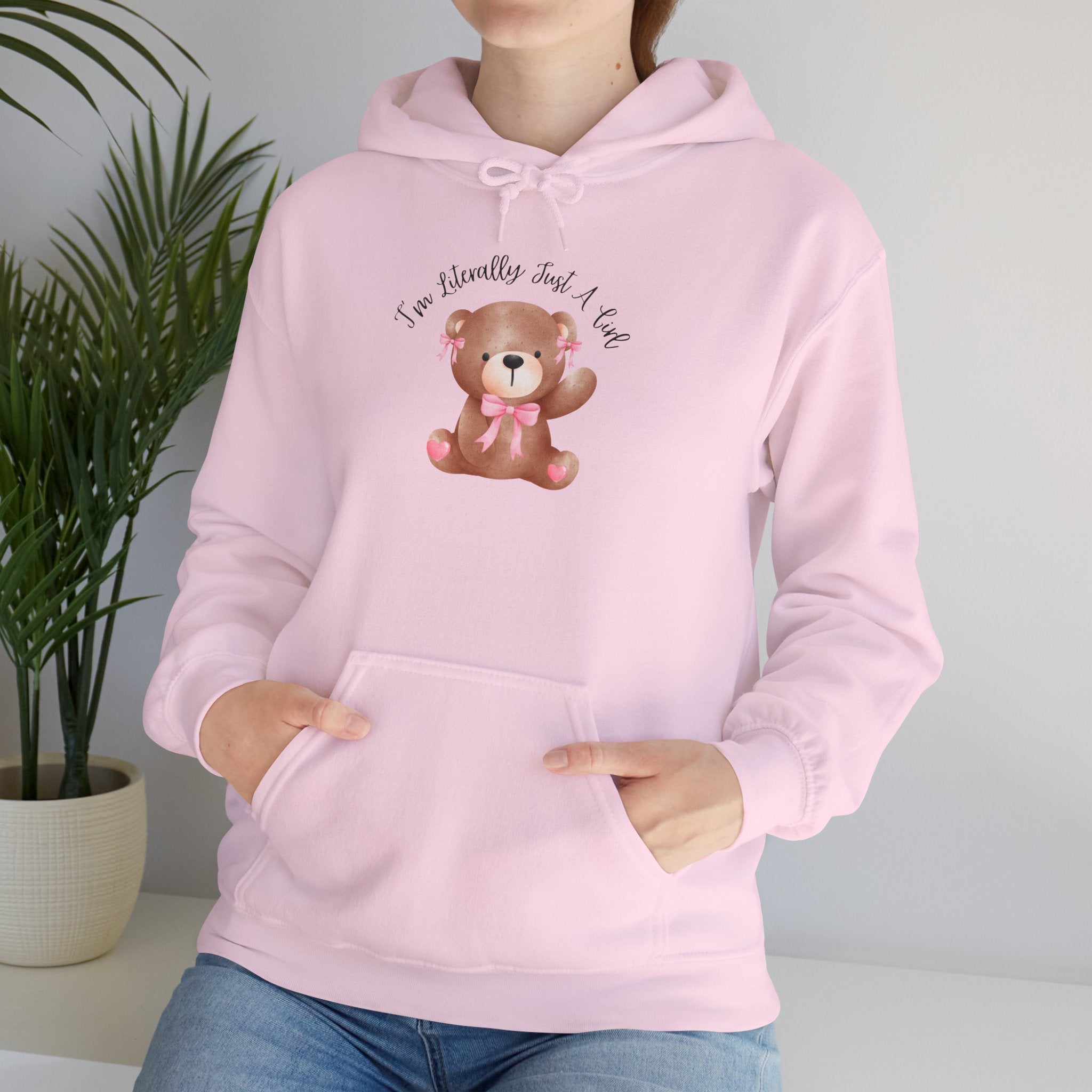 Hooded Sweatshirt - Coquette Cute Bear with a Bow Design