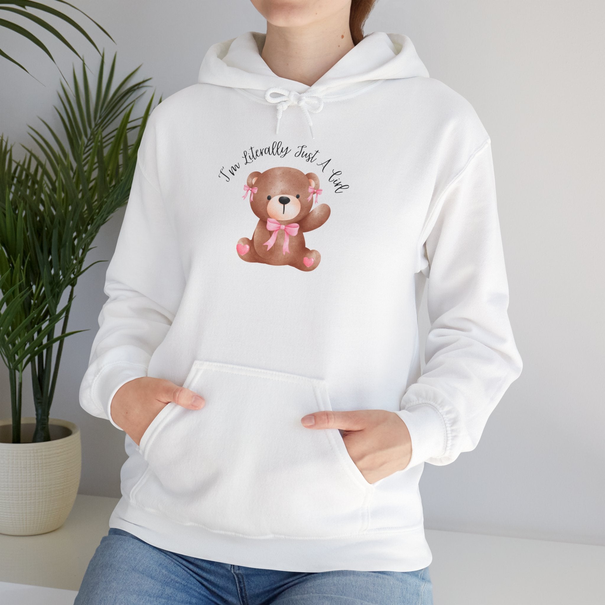 Hooded Sweatshirt - Coquette Cute Bear with a Bow Design