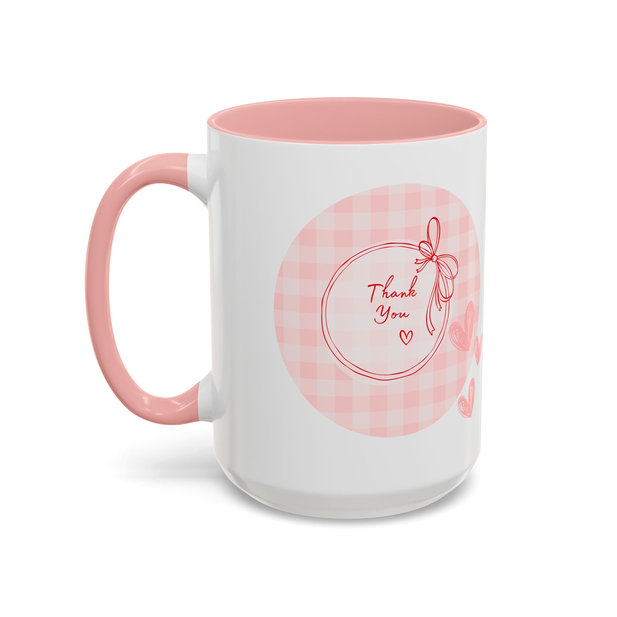 Thank You Accent Coffee Mug -  Pink Cute Gift for Friends, Valentine's Day, Birthday, Home Office Decor, Heartwarming Drinkware