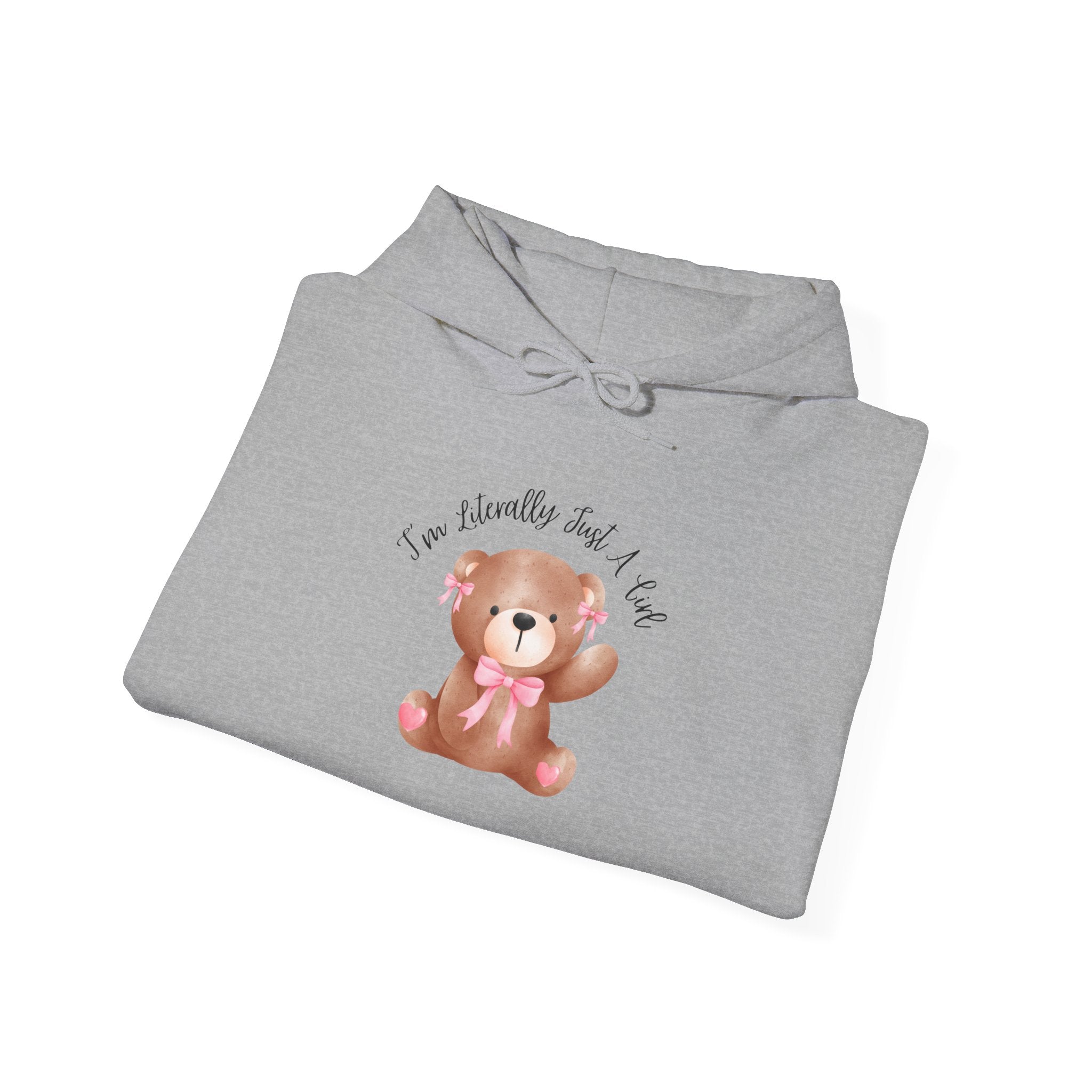 Hooded Sweatshirt - Coquette Cute Bear with a Bow Design